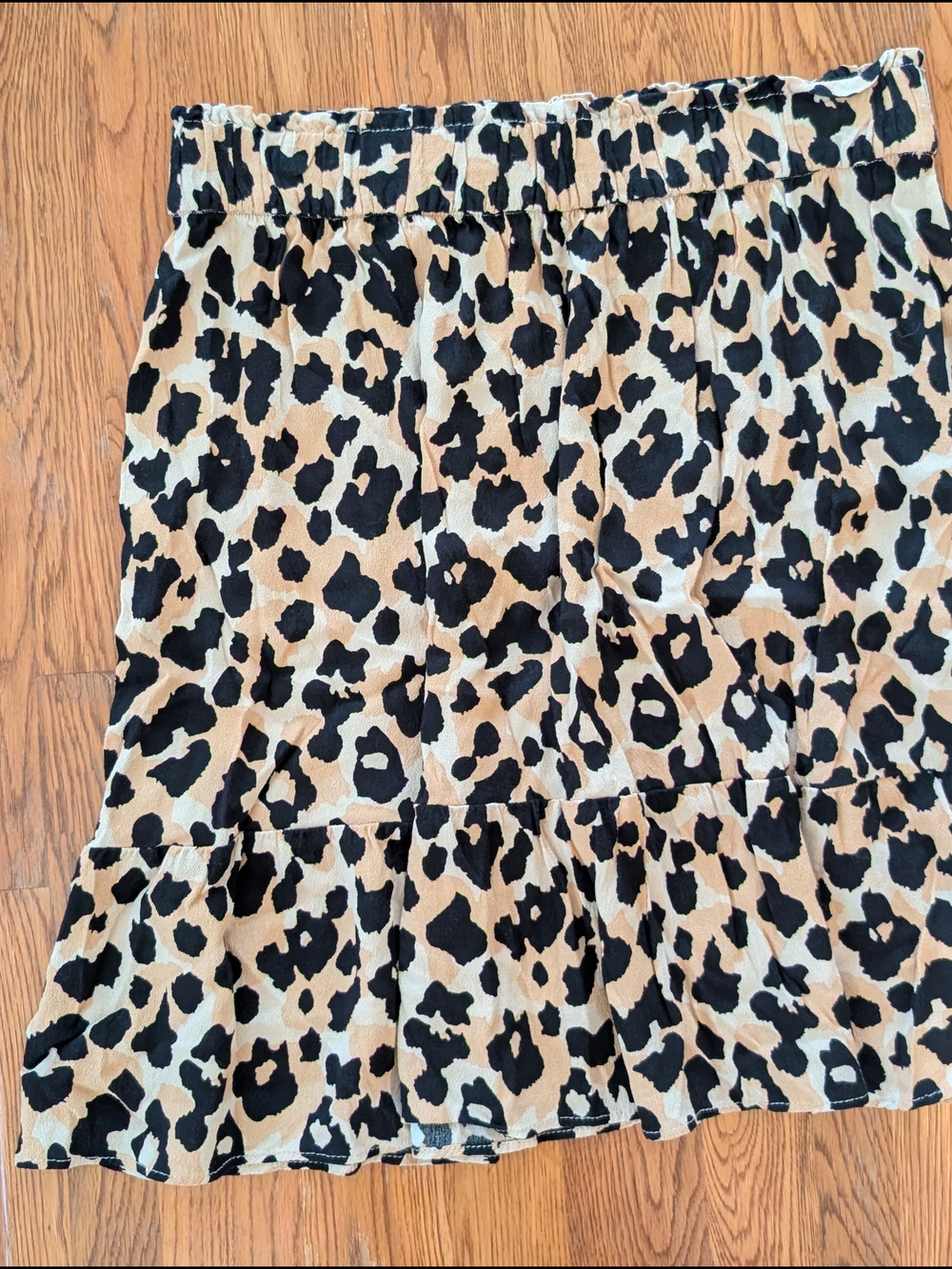 LOFT Leopard Patterned Black/Beige Animal Print Rayon Skirt - Picture 2 of 7